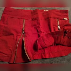 Lucy Love Red Mini Skirt with Front Zippers